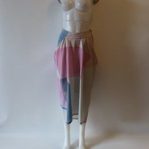 JF & SON PINK TAUPE LAVENDER MIDI TULIP SKIRT 0 *